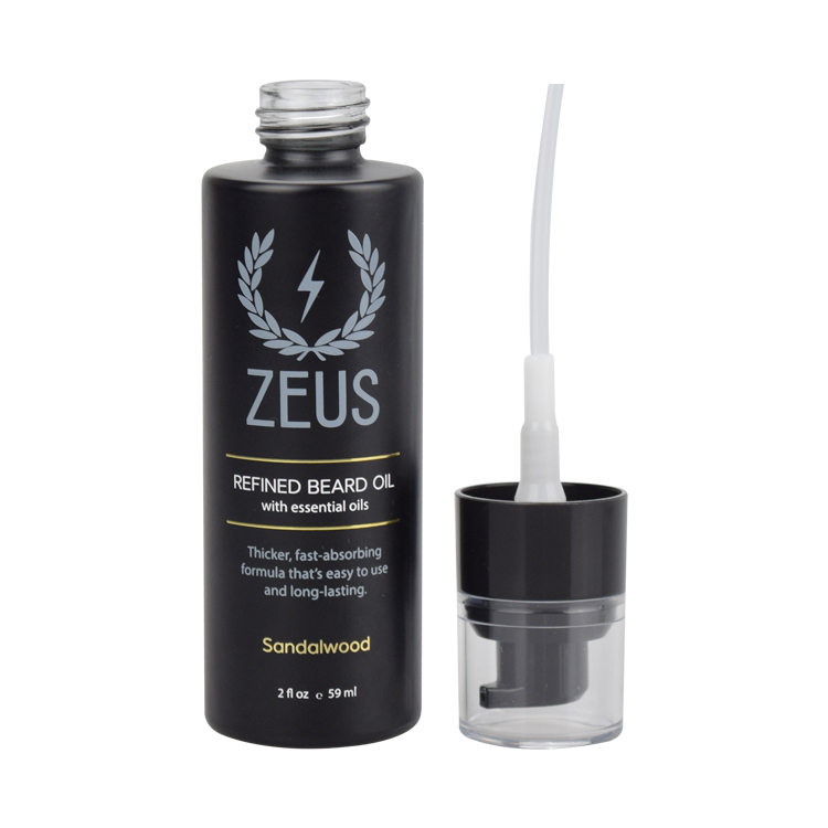 2oz beard oil mat black glass bottle men skin care glass cosmetic bottle lotion pump glass serum bottle
