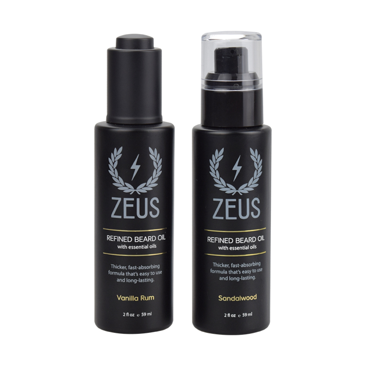 2oz beard oil mat black glass bottle men skin care glass cosmetic bottle lotion pump glass serum bottle