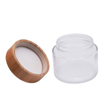2oz child resistant glass jars with bamboo wood lid