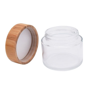 2oz child resistant glass jars with bamboo wood lid