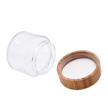 2oz child resistant glass jars with bamboo wood lid