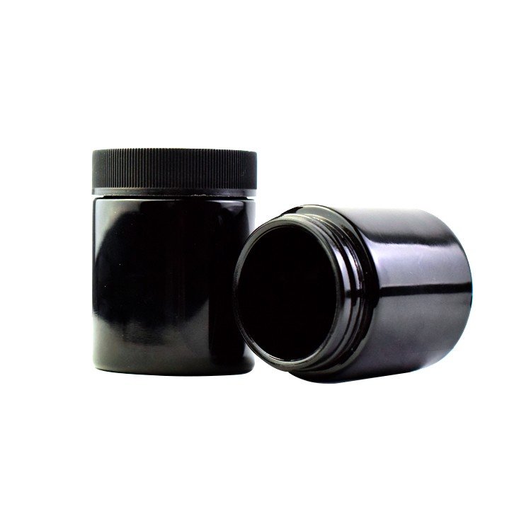 2oz childproof black violet UV glass jar for hemp cream child resistant black glass jar china package wholesaler OEM