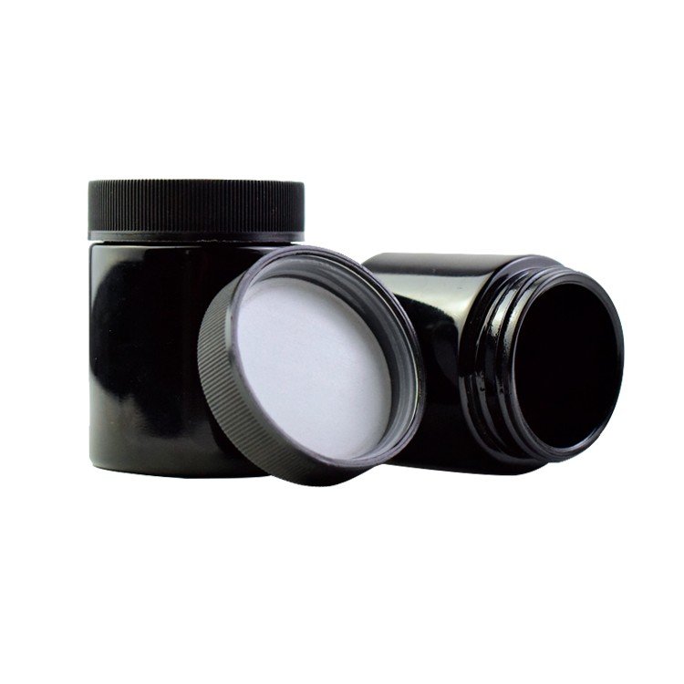 2oz childproof black violet UV glass jar for hemp cream child resistant black glass jar china package wholesaler OEM