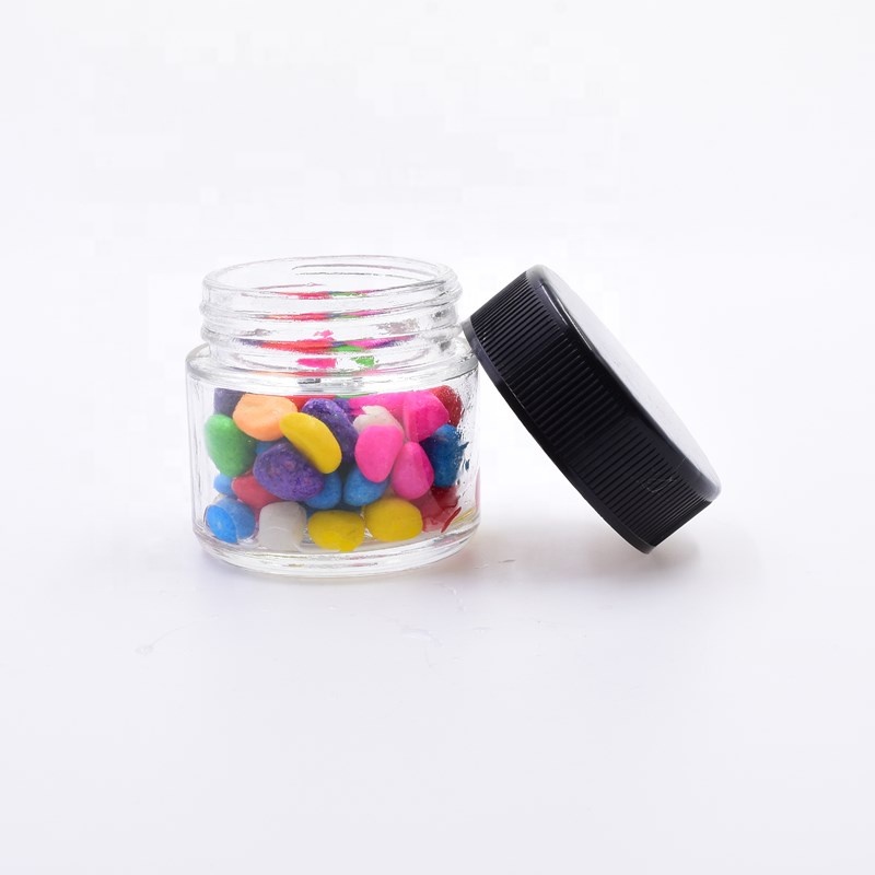 2oz clear round childproof lid hemp airtight cosmetics containers candle holder flower packaging cbd child resistant glass jar
