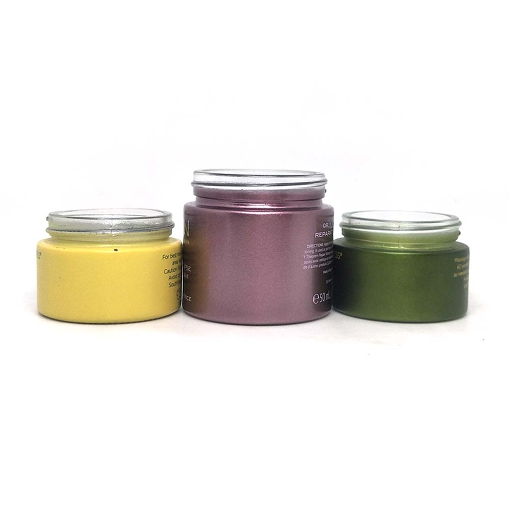 2oz cosmetic jar painting color yellow green Flat glass cosmetic jars wholesale cosmetic jars