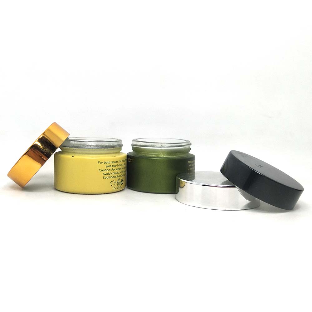 2oz cosmetic jar painting color yellow green Flat glass cosmetic jars wholesale cosmetic jars
