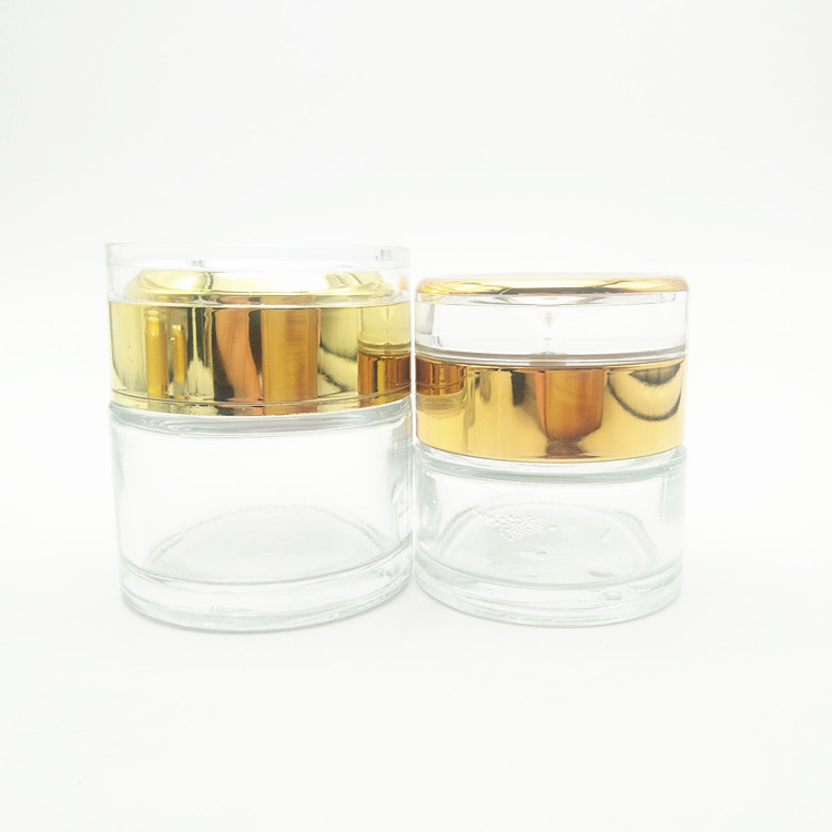 2oz cosmetic packaging clear glass cream jars with acrylic screw lid