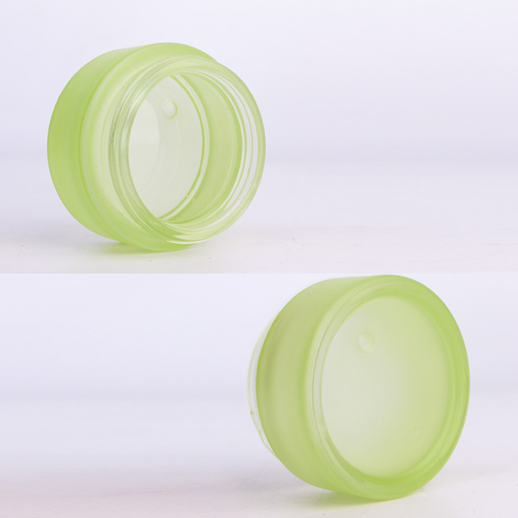2oz cosmetic packaging frosted green glass face cream jar with plastic cap