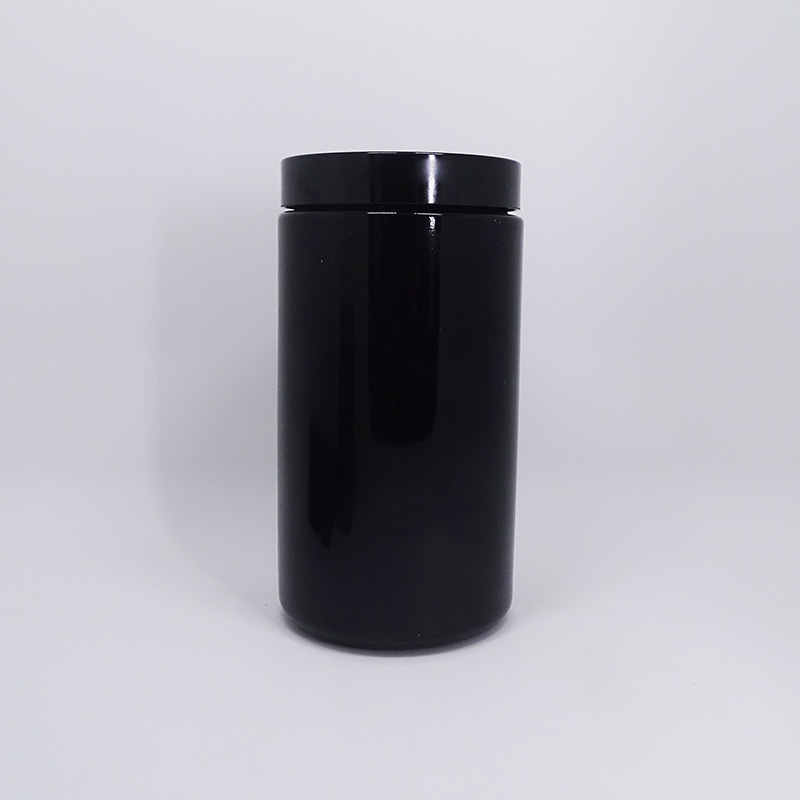 2oz cosmetic packaging luxury black ultraviolet glass jar with ABS screw lid