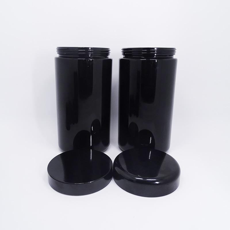 2oz cosmetic packaging luxury black ultraviolet glass jar with ABS screw lid
