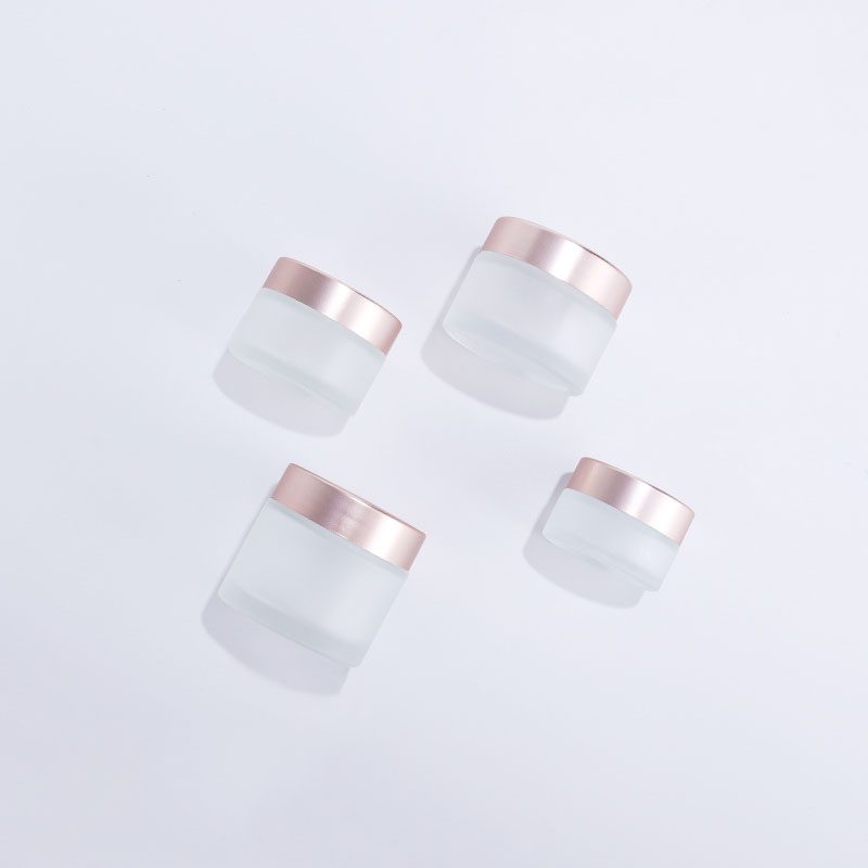 2oz face eye cream cosmetic packaging glass jar with rose gold lid
