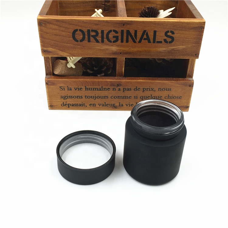 2oz matte black child proof glass jar with child resistant lid for weeds