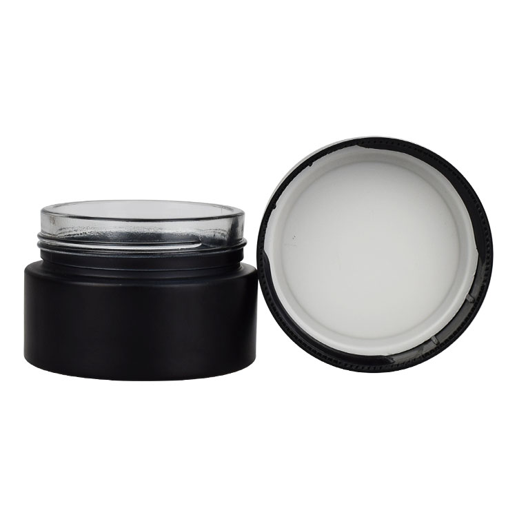 2oz round shape balm jar 60ml 60g matte black glass jar for face cream