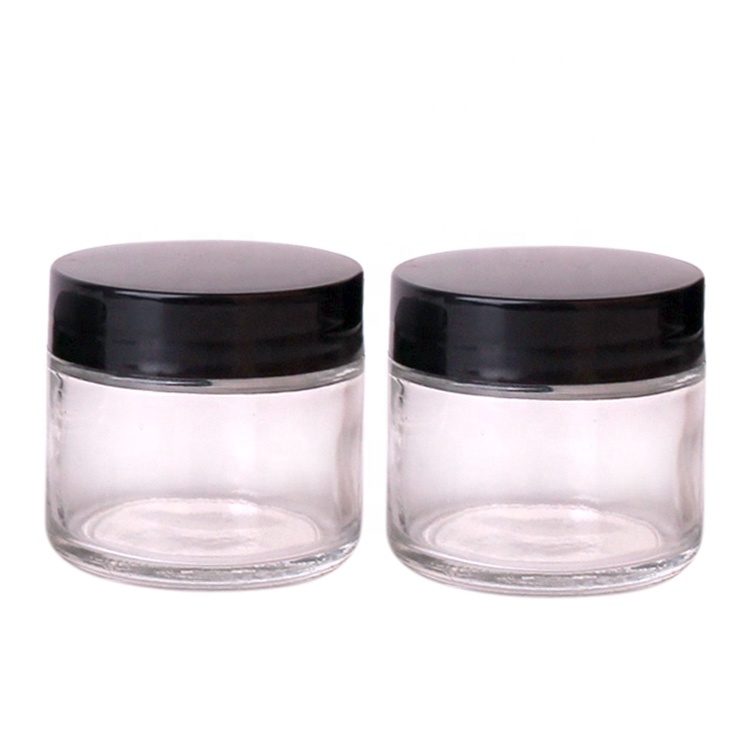 2oz short cosmetic glass round jars rose golden plastic lid