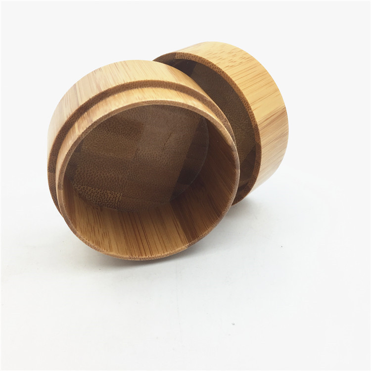 2oz small empty wood real bamboo cosmetic cream jar