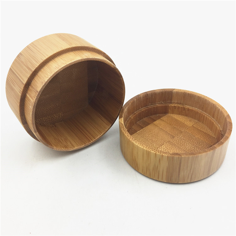 2oz small empty wood real bamboo cosmetic cream jar