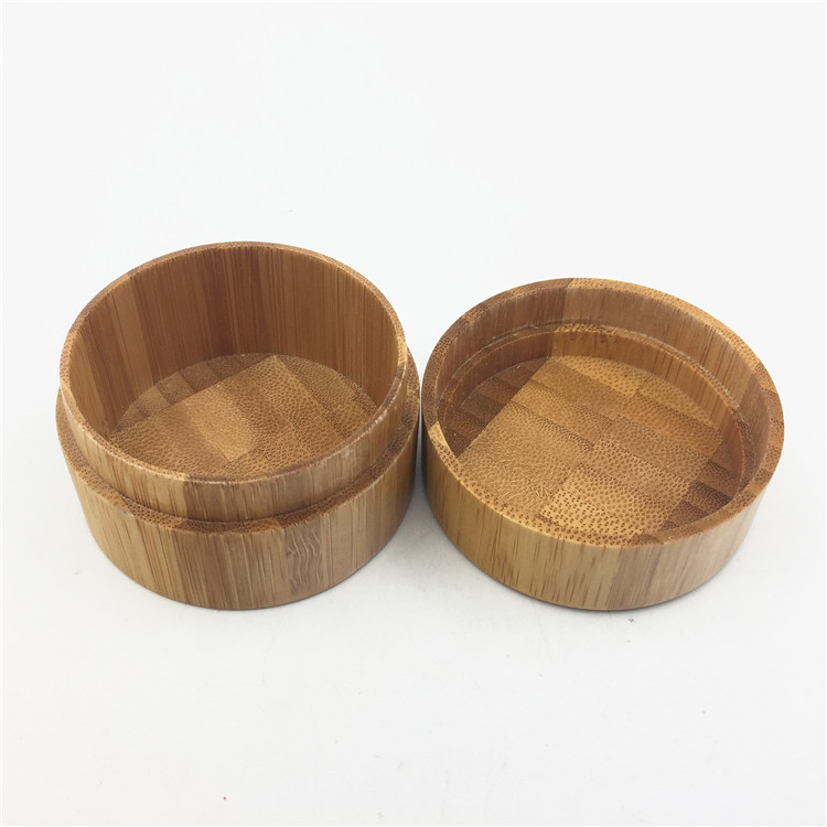 2oz small empty wood real bamboo cosmetic cream jar