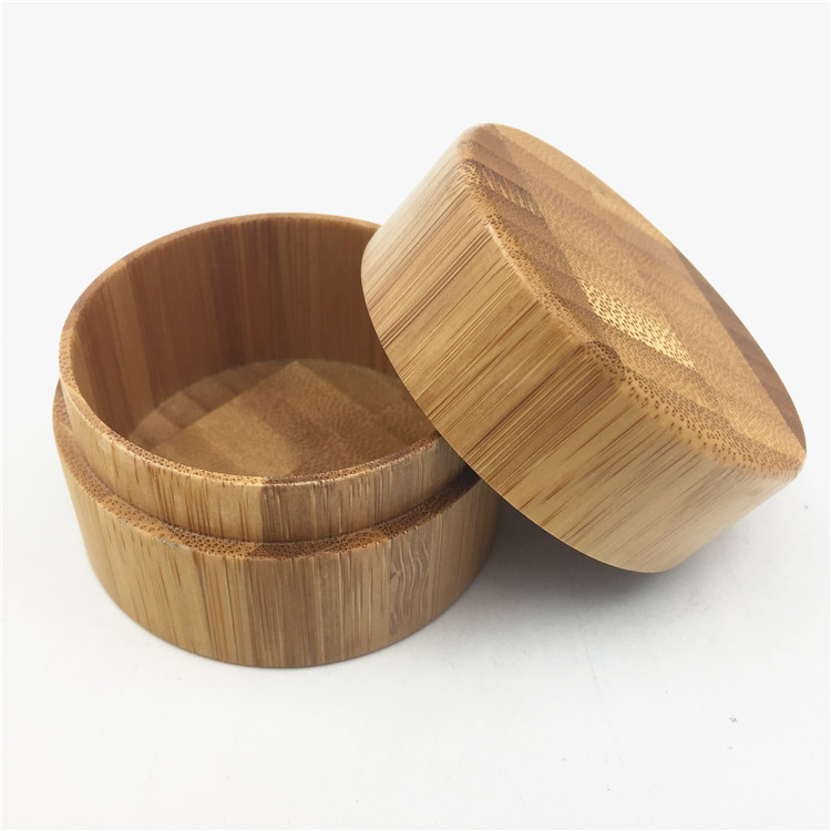 2oz small empty wood real bamboo cosmetic cream jar