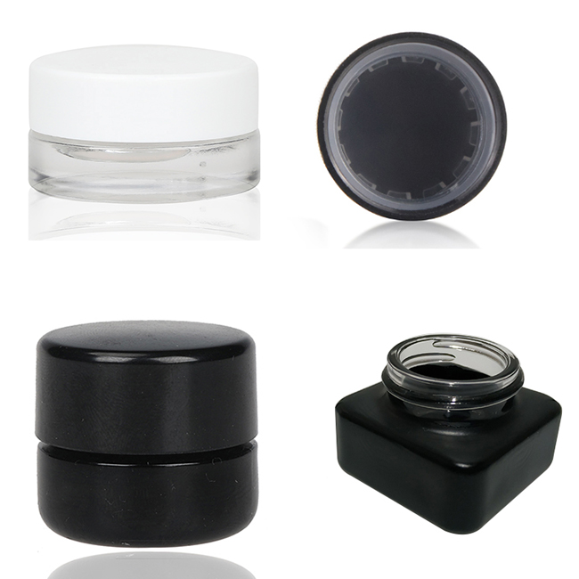3/10ml glass Dual-use cosmetic skincare cream square packaging child resistant 5ml 9ml cbd weed dab storage jar with CRC