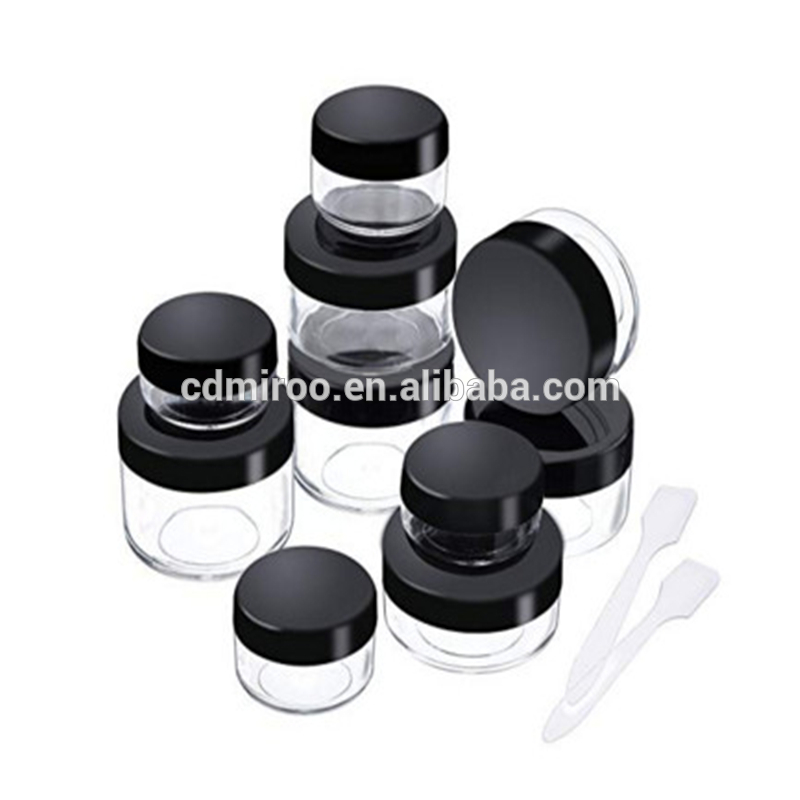 3-30g Small Clear Cream Jar, Plastic Pot Box Mini Transparent Cosmetic Container with Black Lids