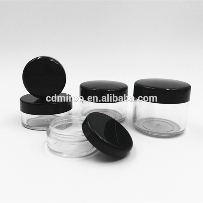 3-30g Small Clear Cream Jar, Plastic Pot Box Mini Transparent Cosmetic Container with Black Lids