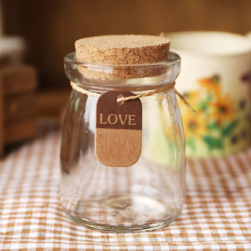 3.4oz 100ml Honey Pot Pudding Bottles Glass Favor Jars With Cork Lids