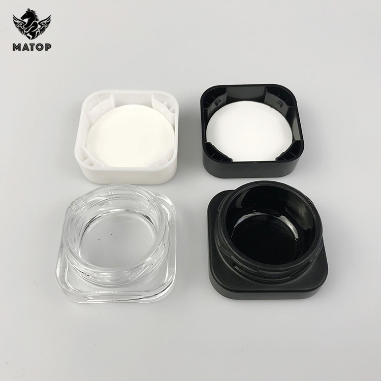 3 5 7 gram small concentrate container chid resistant cap mini airtight glass jars
