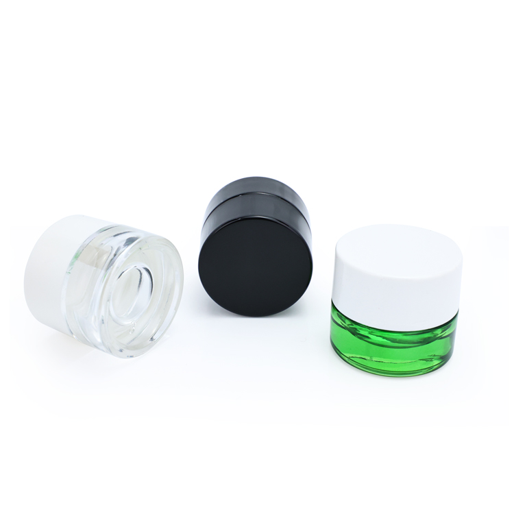 3 5 7 ml small cbd wax oil container packaging cylinder mini concentrate black glass jar with child resistant cap