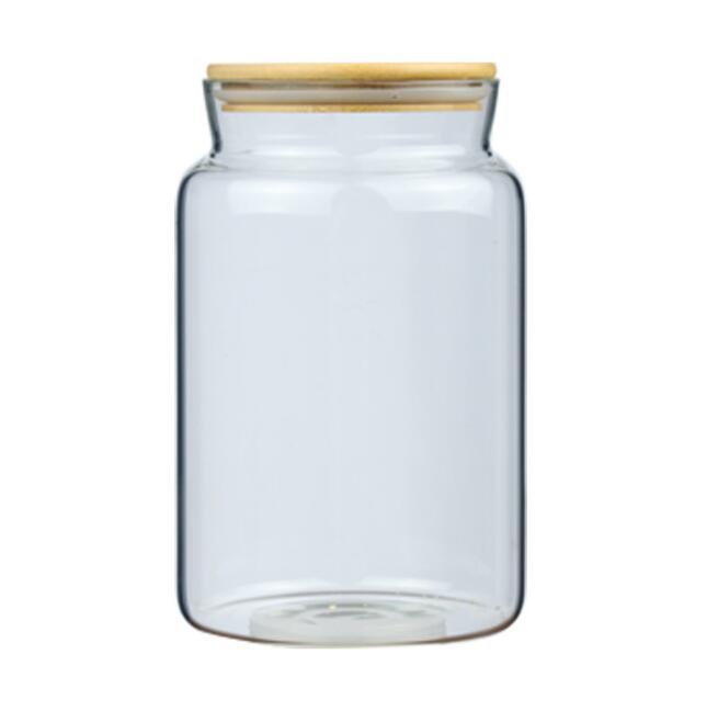 3.5L 4.5L High Capacity Wholesale Borosilicate Glass Jars With Bamboo Cover Hermetic Clear Glass Canister For Nuts Grains