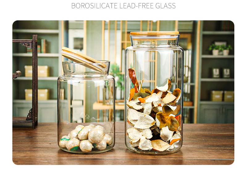 3.5L 4.5L High Capacity Wholesale Borosilicate Glass Jars With Bamboo Cover Hermetic Clear Glass Canister For Nuts Grains