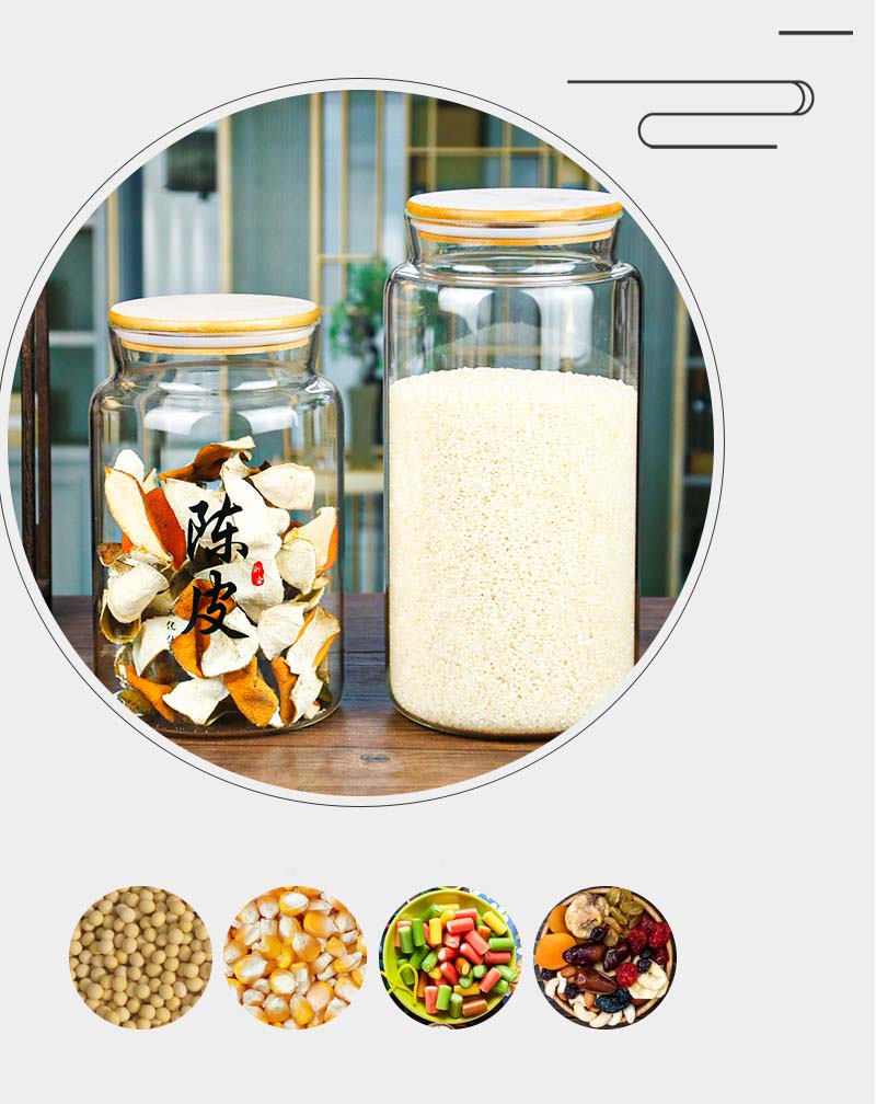 3.5L 4.5L High Capacity Wholesale Borosilicate Glass Jars With Bamboo Cover Hermetic Clear Glass Canister For Nuts Grains