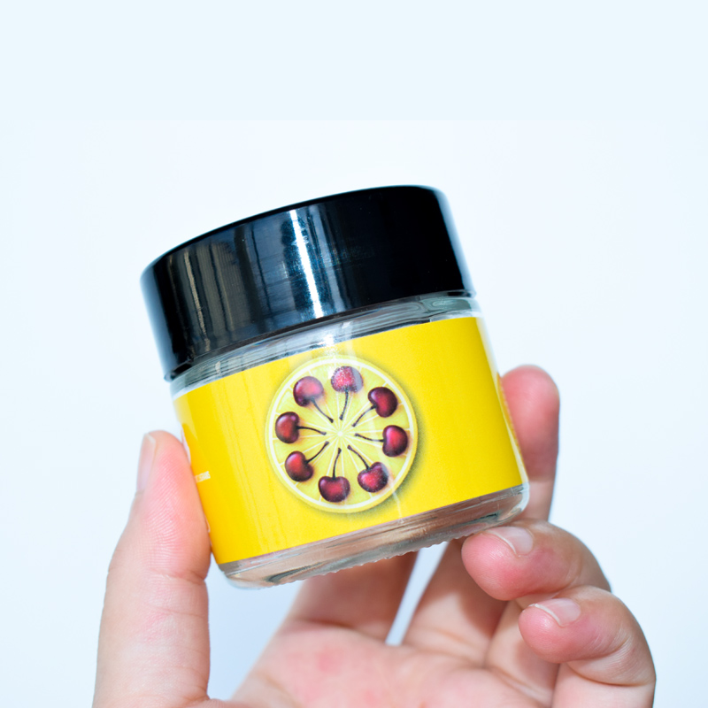 3.5g 60ml 2oz Smell Proof Clear Wide Mouth Container Weed Child Resistant Glass Jar With Cap