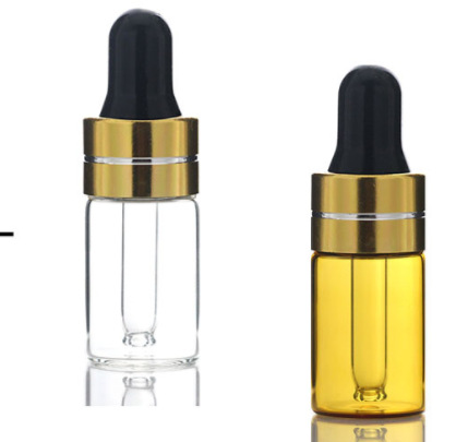 3-5ml Mini Clear Glass dropper  with Anodized Aluminum cap and 5* 42mm glass pipette for essential oil bottle