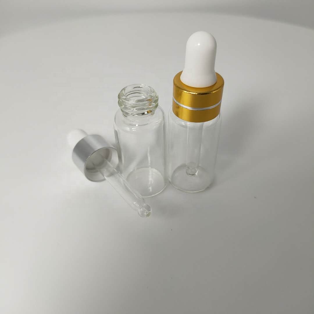 3-5ml Mini Clear Glass dropper with Anodized Aluminum cap and 5* 42mm glass pipette for essential oil bottle