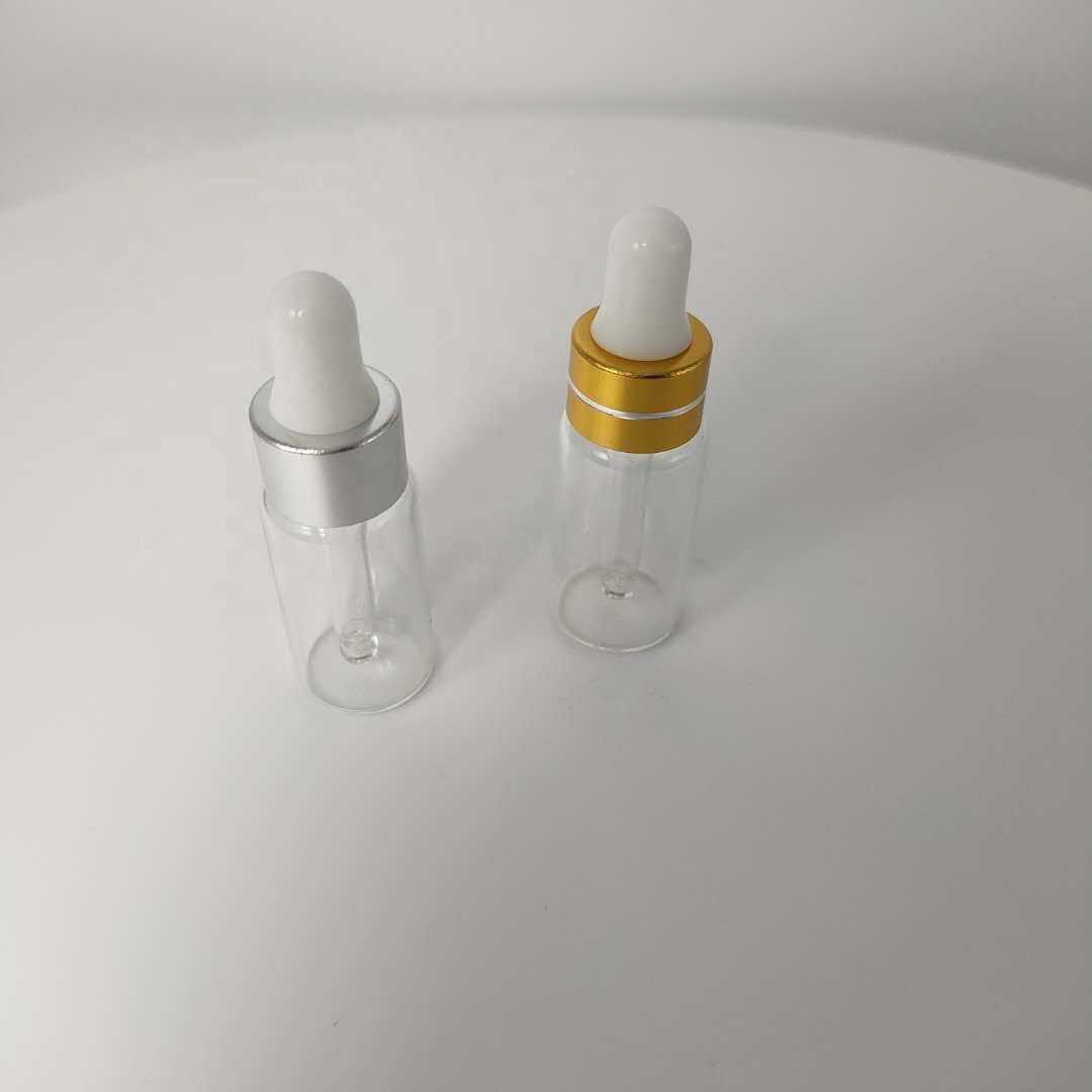 3-5ml Mini Clear Glass dropper with Anodized Aluminum cap and 5* 42mm glass pipette for essential oil bottle
