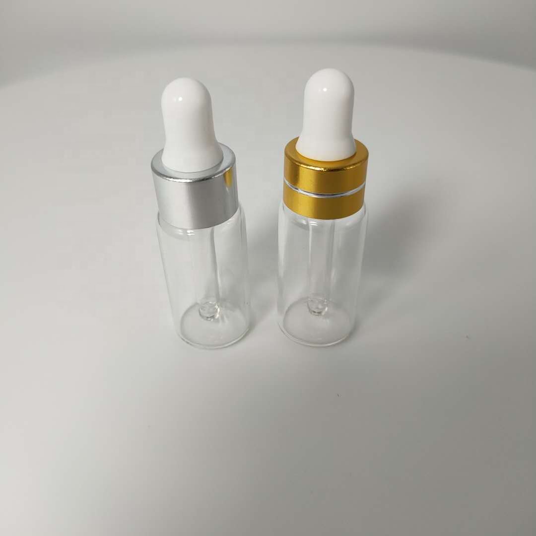 3-5ml Mini Clear Glass dropper with Anodized Aluminum cap and 5* 42mm glass pipette for essential oil bottle