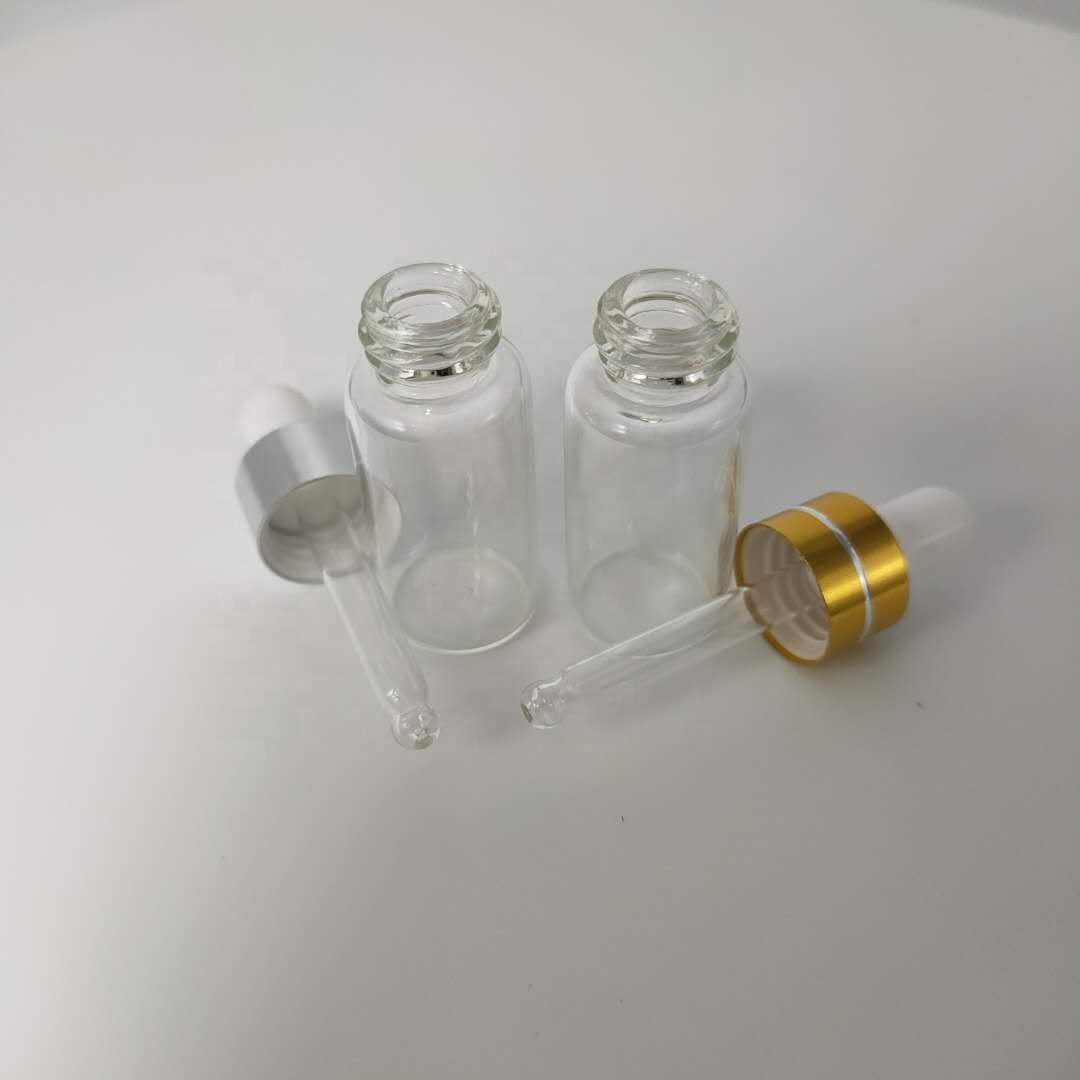 3-5ml Mini Clear Glass dropper with Anodized Aluminum cap and 5* 42mm glass pipette for essential oil bottle