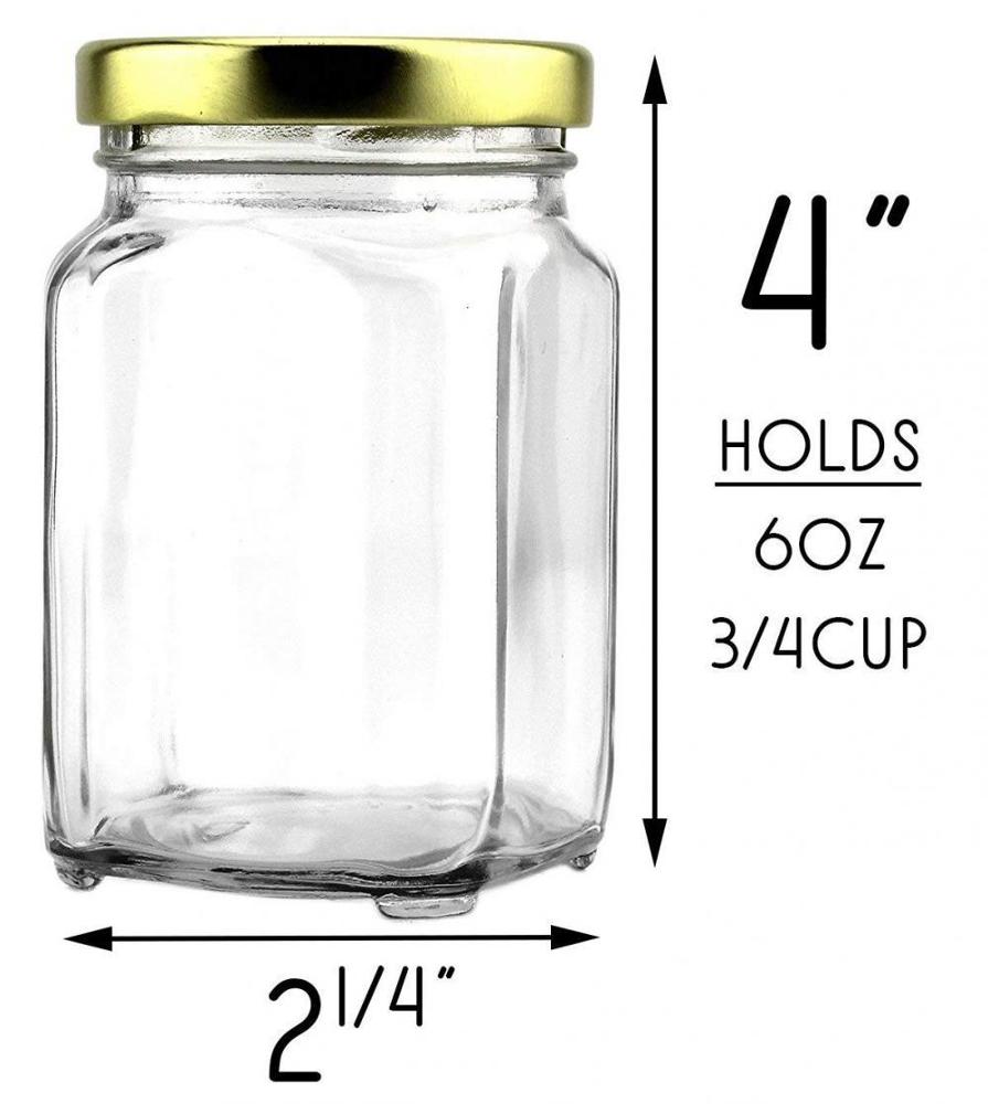 3.75 oz 110 ml 4.6oz 6oz 190ml 10oz 290ml Victorian Square Glass Jar with Gold Lid