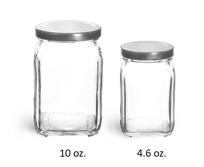 3.75 oz 110 ml 4.6oz 6oz 190ml 10oz 290ml Victorian Square Glass Jar with Gold Lid