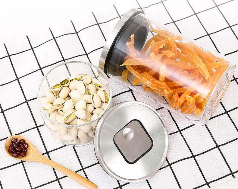 3 Pack Airtight Clear Glass Jars With Stainless Steel Lids And Breather Valve On Lid For Dry Food Coffee Tea Grains Kitchen Food