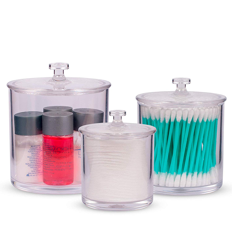 3 Pack Plastic Apothecary Jars with Lids Acrylic Bathroom Organizer Crystal Clear Canister/Container Good for Candy Buffet