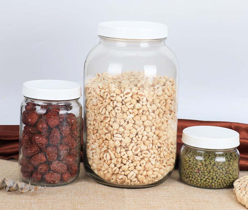3 Packs Wholesale Airtight Glass Jars With Screw Plastic Lids For Food Storage Grains Kimchi Tea