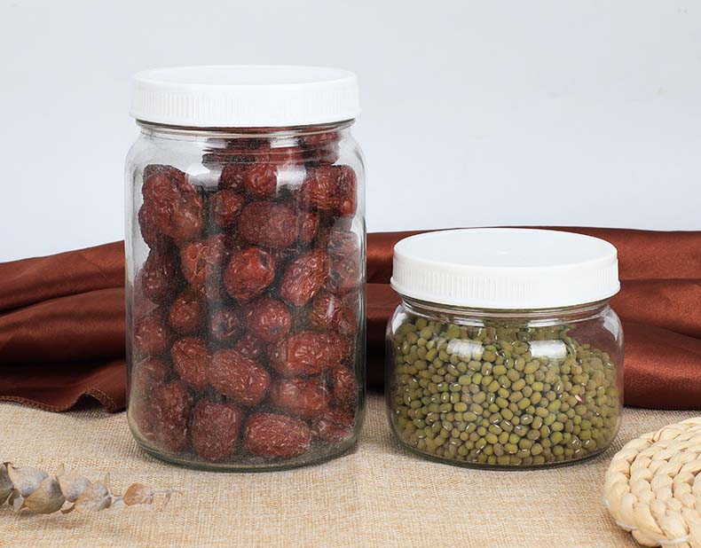 3 Packs Wholesale Airtight Glass Jars With Screw Plastic Lids For Food Storage Grains Kimchi Tea
