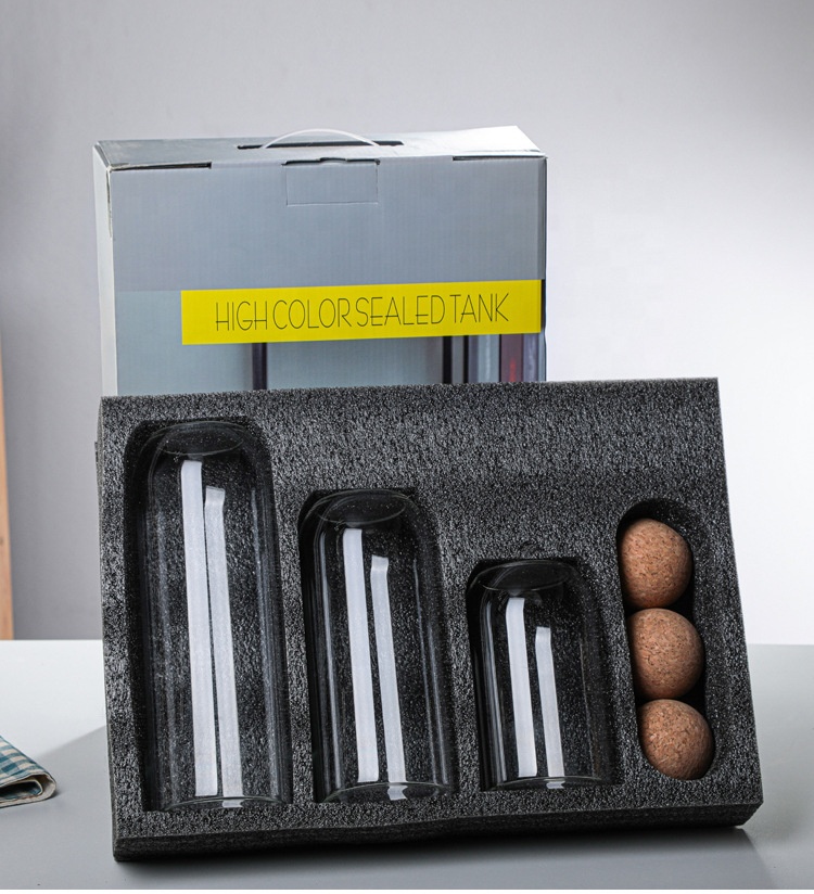 3 Pcs Set Cork Ball Lid Stopper Jars Glass Storage Jar Set