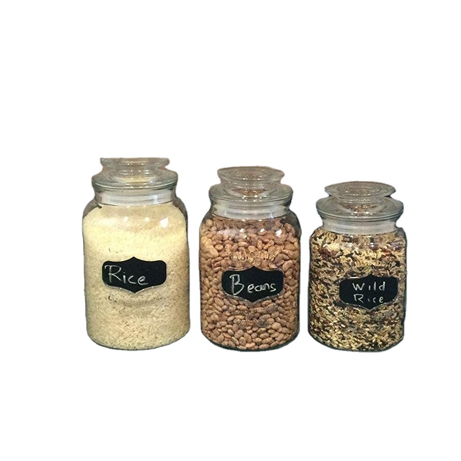 3 Piece Glass Canister Set For Kitchen Apothecary Glass Food Storage Jars With Airtight Lids Set Of 3 For Cookie Candy Tea