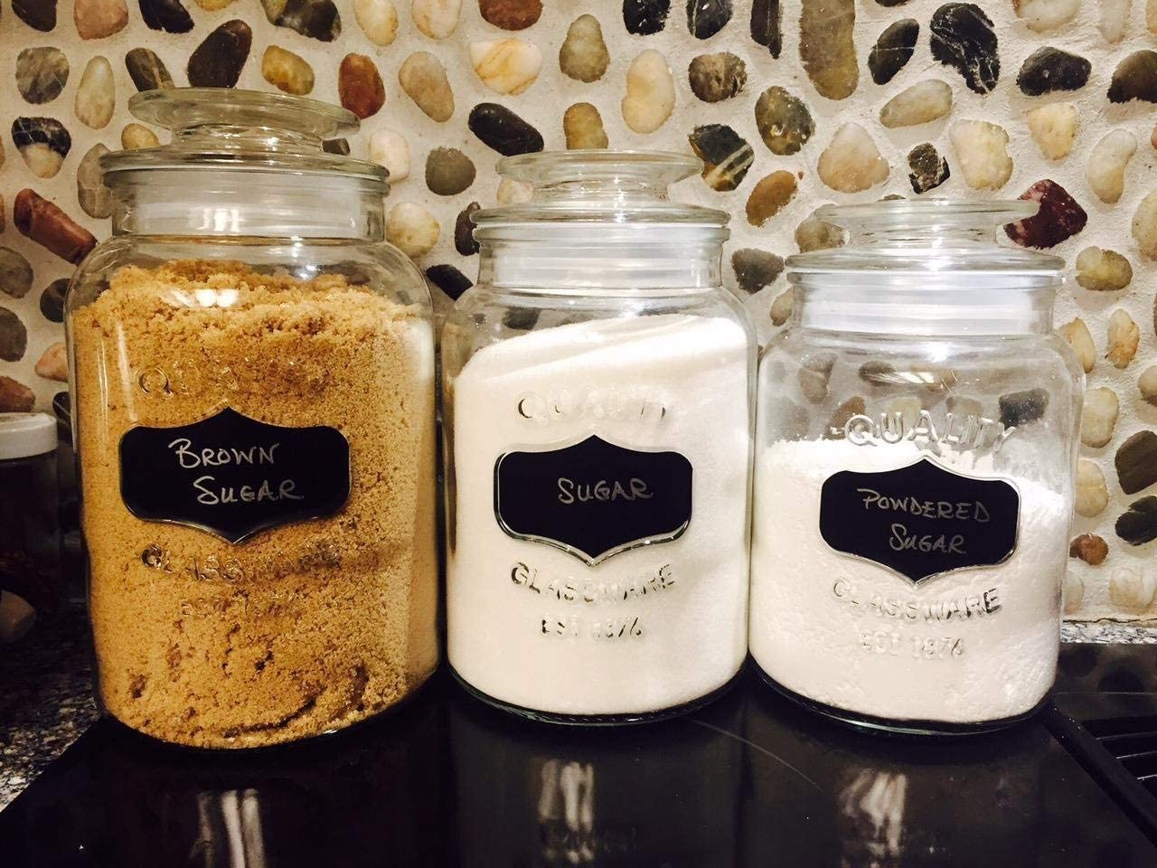 3 Piece Glass Canister Set For Kitchen Apothecary Glass Food Storage Jars With Airtight Lids Set Of 3 For Cookie Candy Tea