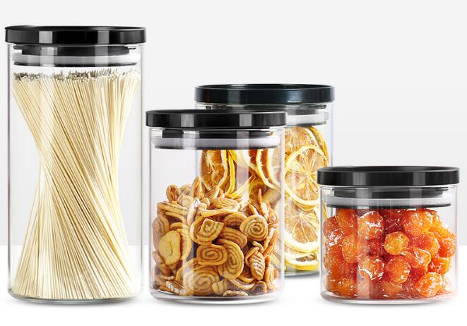 3 Styles Multi Piece Different Match Glass Food Canister Glass Jars With Plastic Lids For Cereal Grains Sugar Nuts Tea