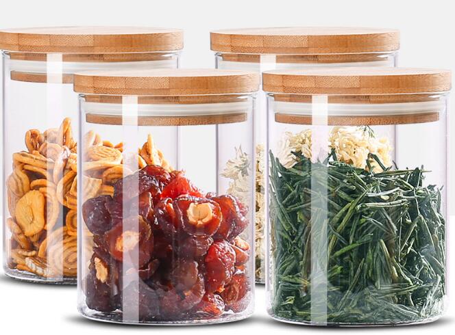 3 Styles Multi Piece Different Match Glass Food Canister Glass Jars With Plastic Lids For Cereal Grains Sugar Nuts Tea