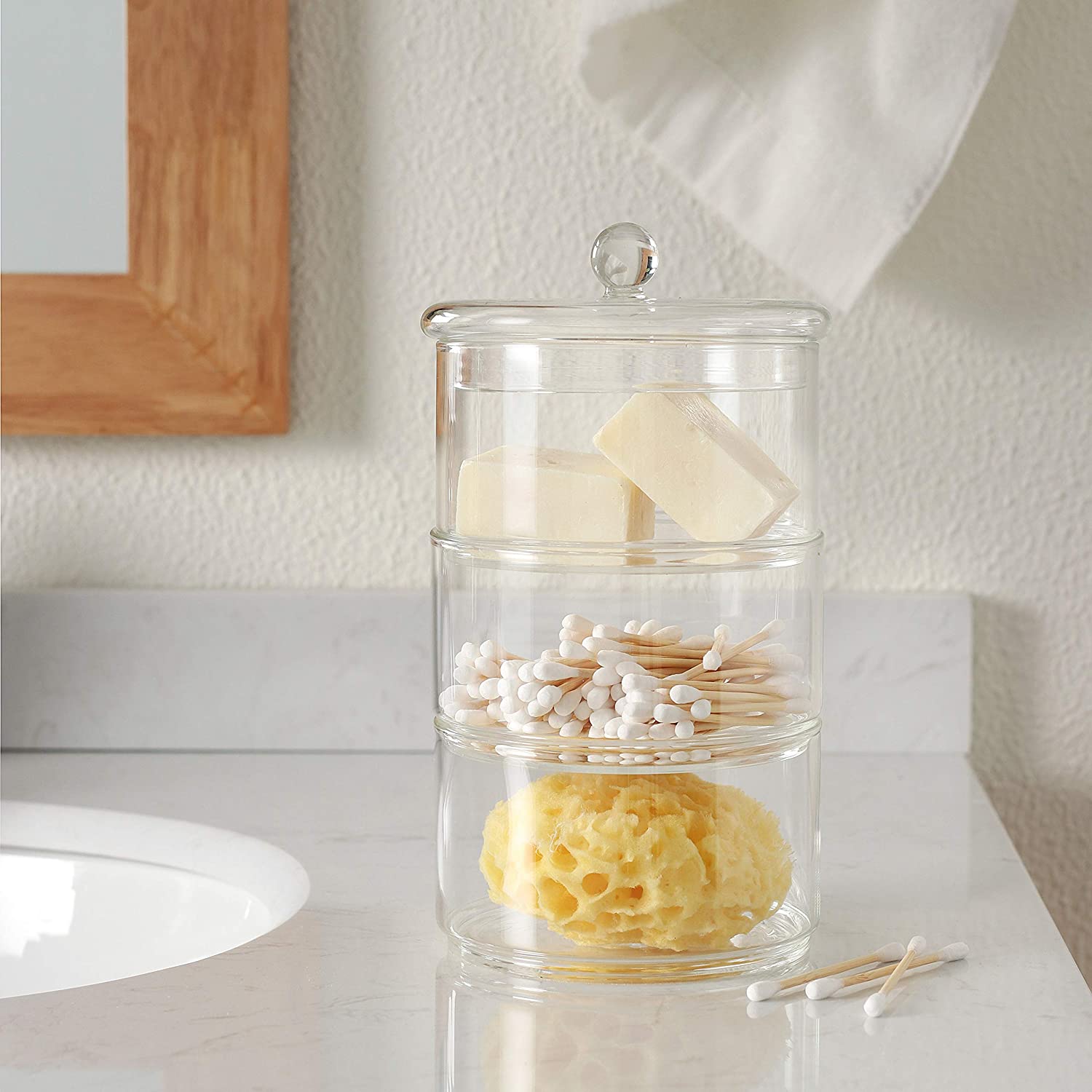 3 Tier/Level candy Container/Organizer/Apothecary makeup kitchen bathroom vanity jars canister