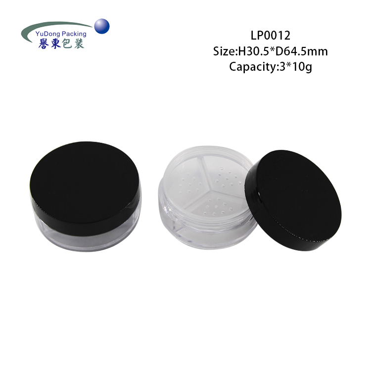 3 cavatities round plastic empty makeup concealer packaging jar 30g loose powder container
